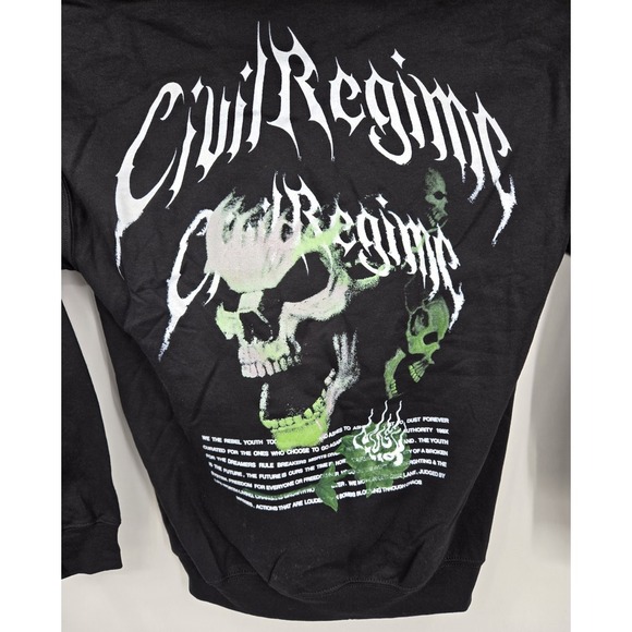 Other - Civil Regime Pullover Hoodie Mens M Black Graphic Skull Kangaroo Pocket‎ Sweater